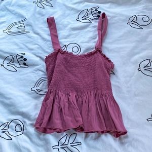 Garage Pink Ruched Tank Top with Removable Straps